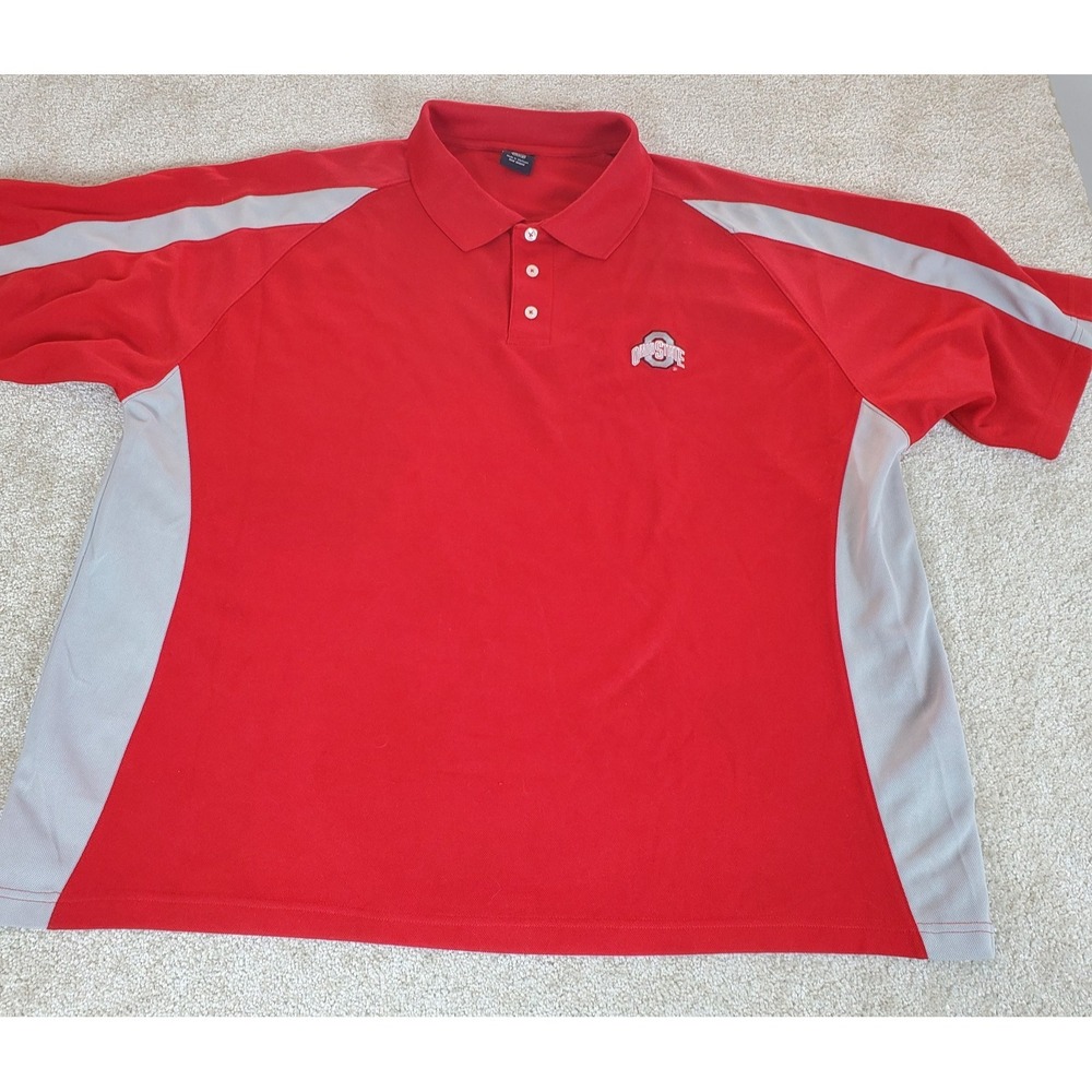 Starter Ohio State Men's Polo Shirt Size 2XL Red Gray Logo - Picture 14 of 16